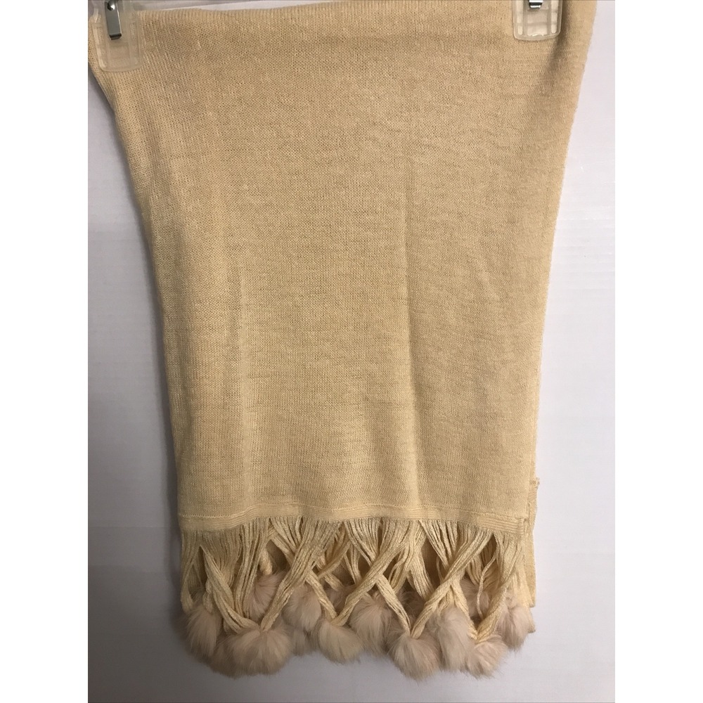 Beige rabbit fur tassel‎ scarf shawl